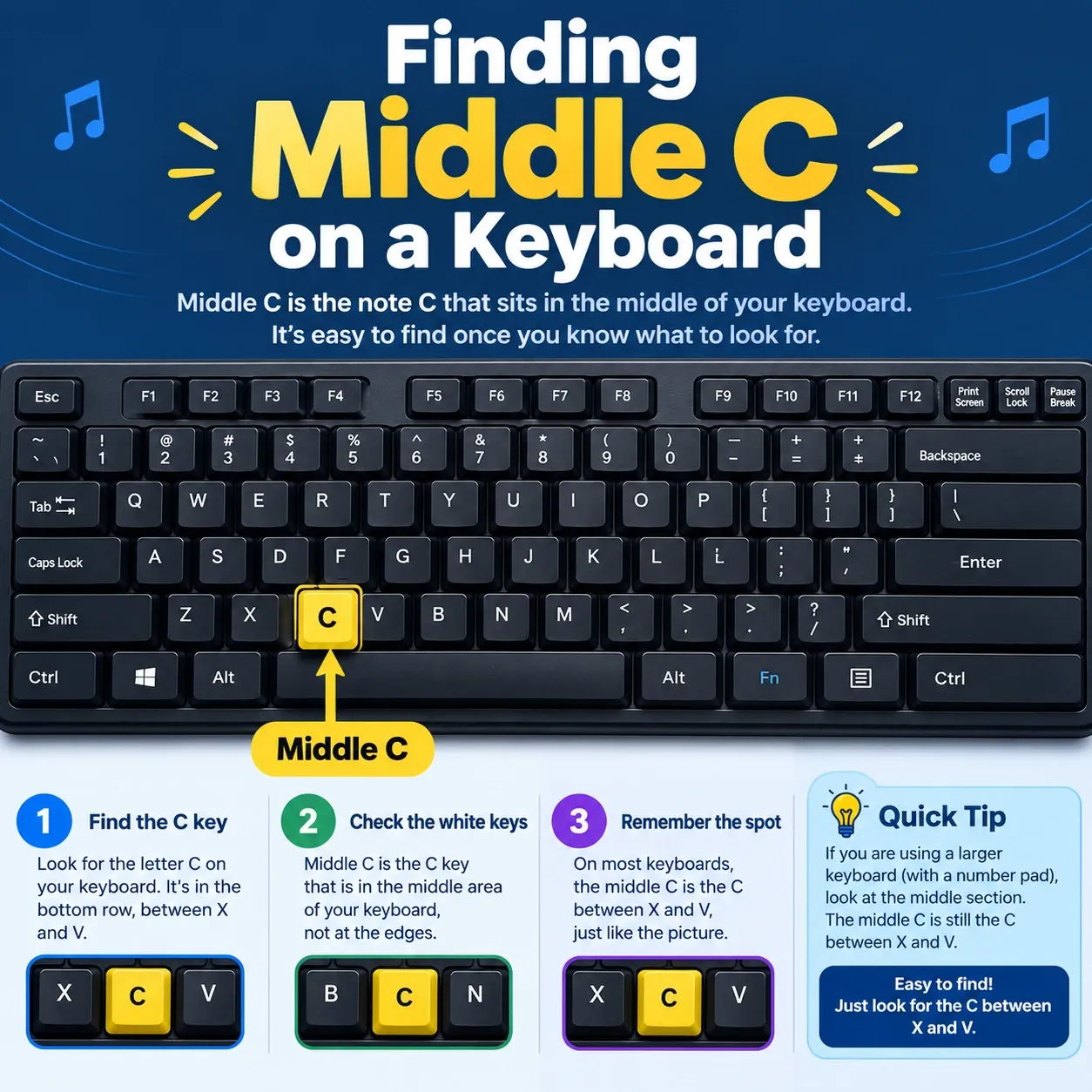 Finding Middle C on a Keyboard